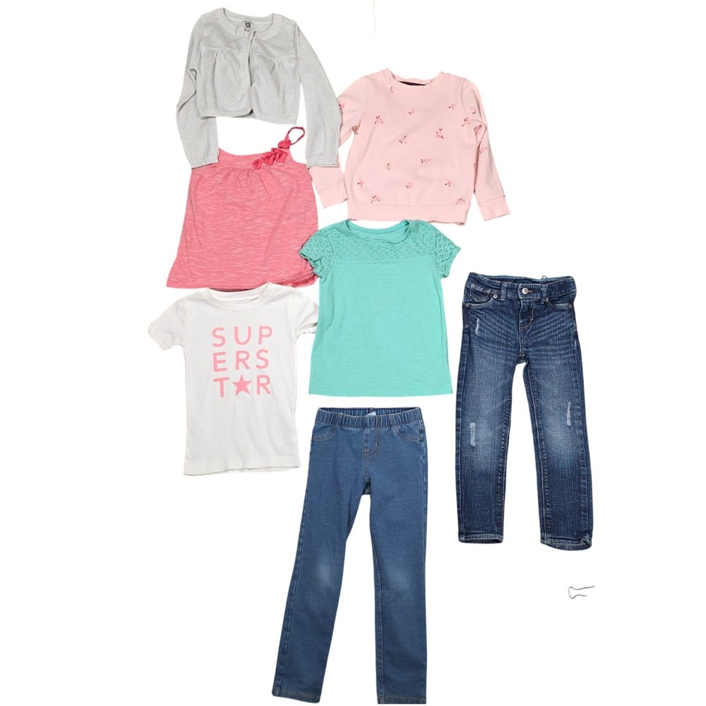 Toddler Girls 4T Clothing‎ Lot Levis Cat & Jack Jeans Tops 7Pc